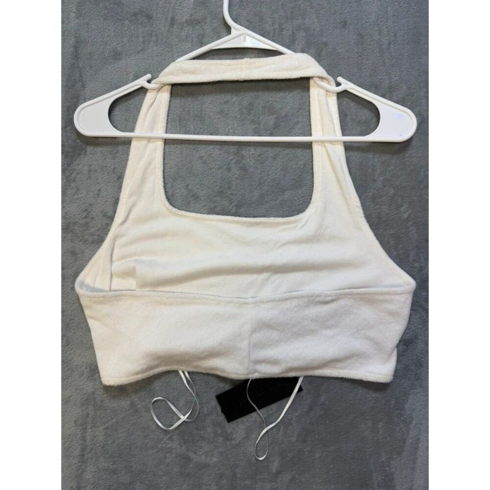 NWT Gianni Bini White Reyna Terry Halter Crop Tank Top XL - Picture 2 of 8